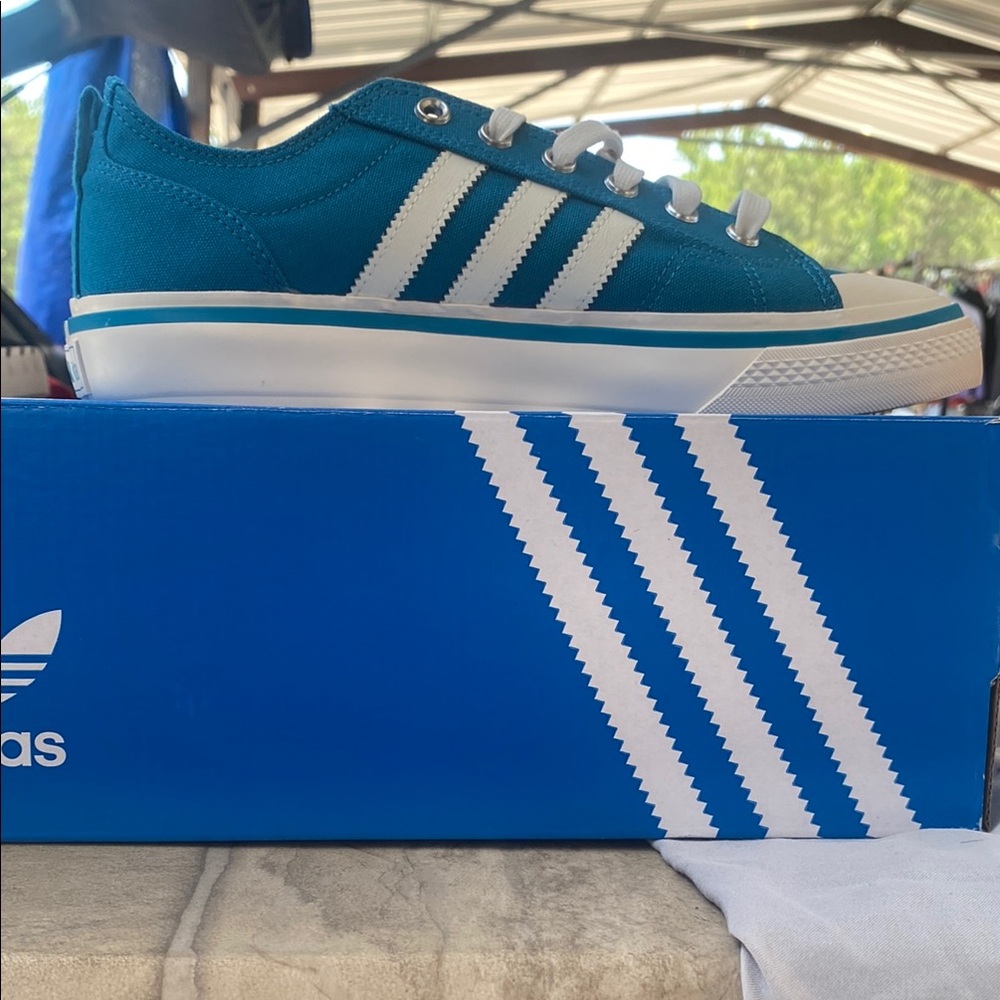 Adidas Teal and White Casual Sneakers